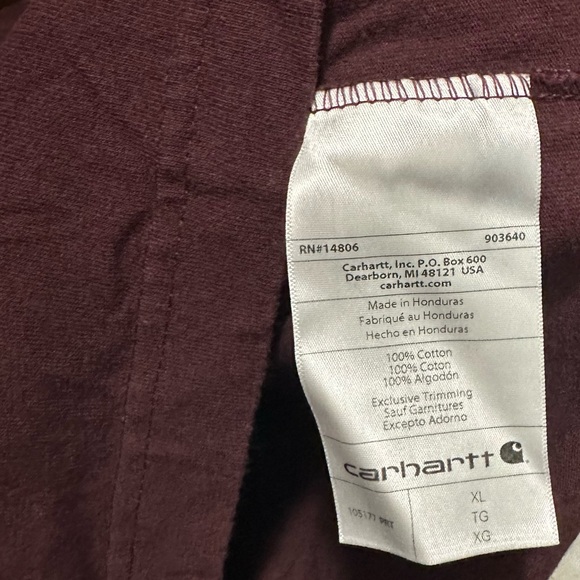 Carhartt Maroon Classic Tshirt XL - Picture 4 of 4
